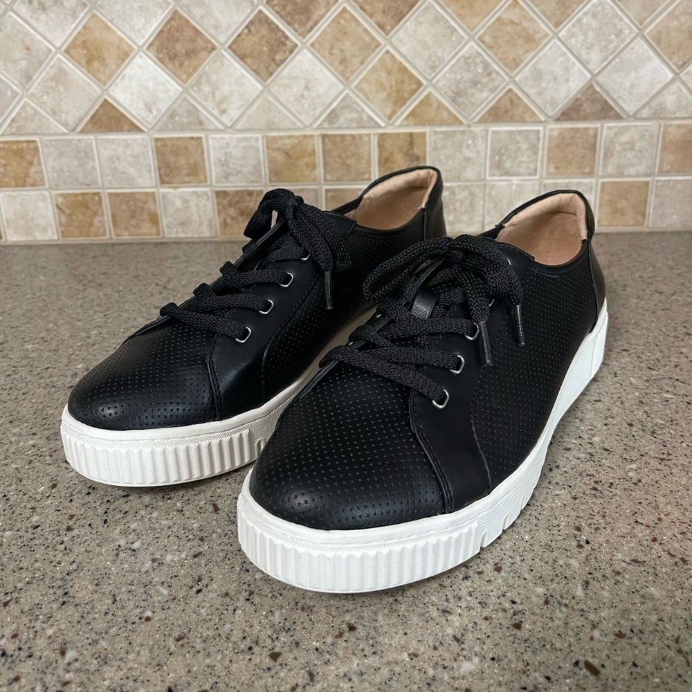 SOUL Naturalizer Perforated Black Sneakers with White Soles